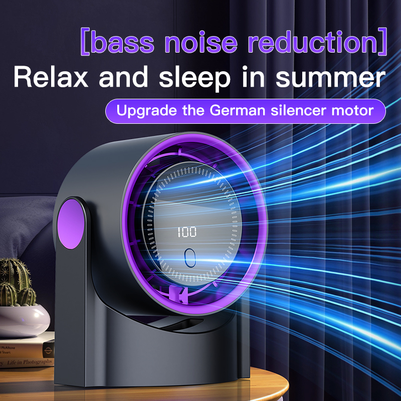 Display of 100 adjustable fan speeds on turbo bladeless desktop fan