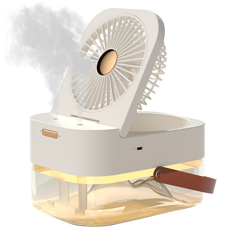 2-in-1 desktop fan with humidifier and LED light front view