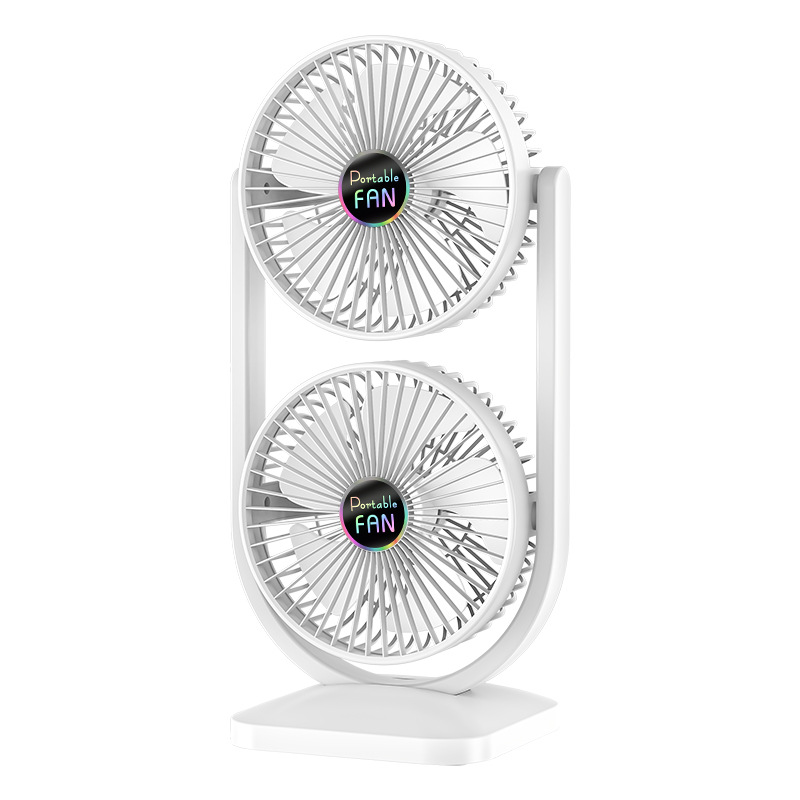 Dual Head Desktop Fan with Two Adjustable Fans – Front View