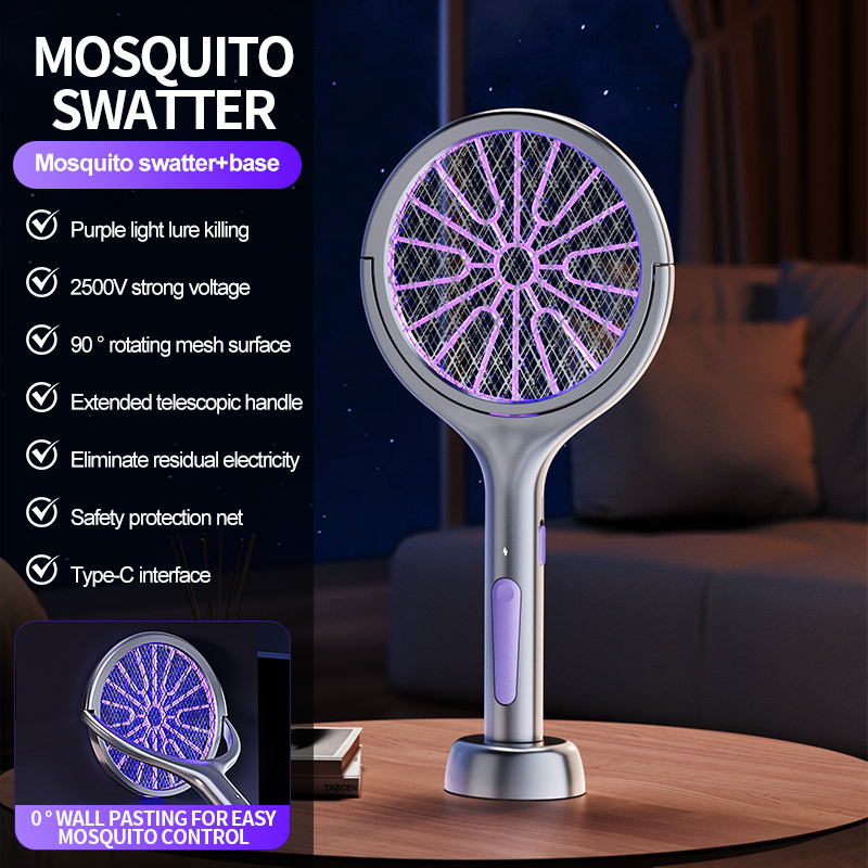Electric mosquito swatter with rotatable mesh head