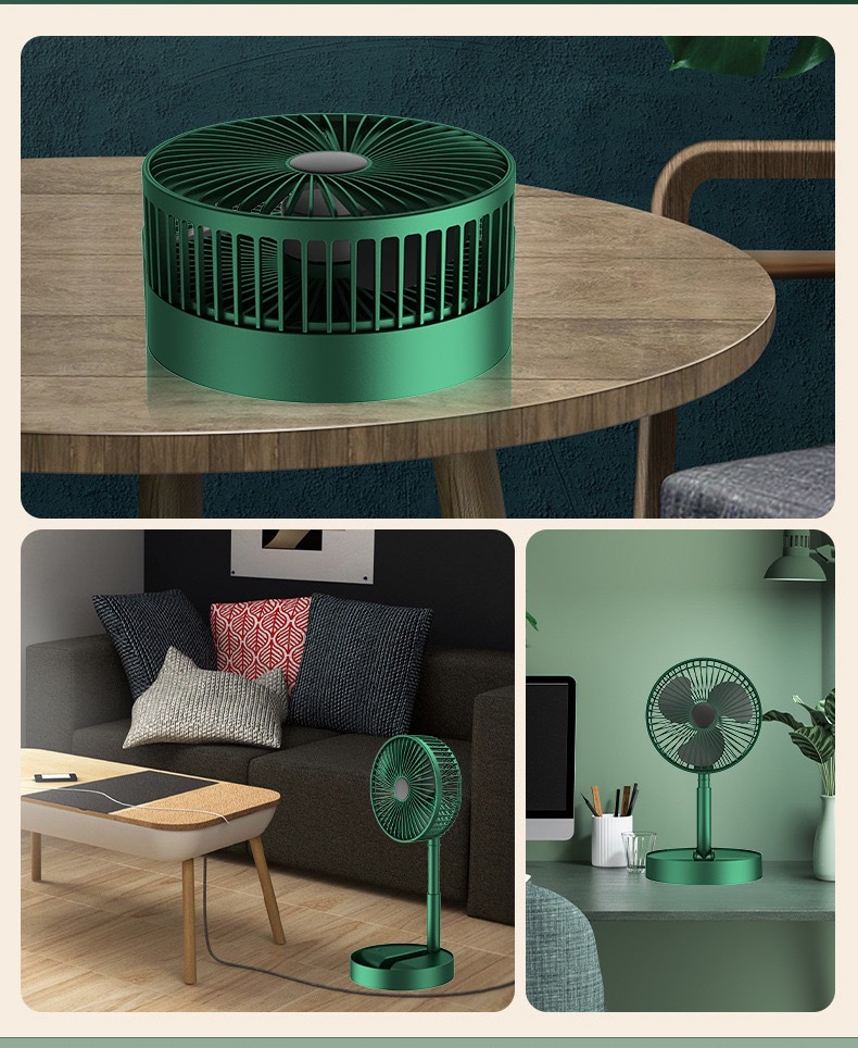 Compact foldable USB fan shown in folded state