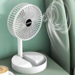 Foldable USB desktop fan in white – front view