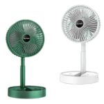 Side-by-side view of white and green foldable USB fans