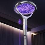 Telescopic mosquito swatter reaching ceiling to kill mosquitoes