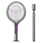 Front view of rechargeable electric mosquito swatter with telescopic handle