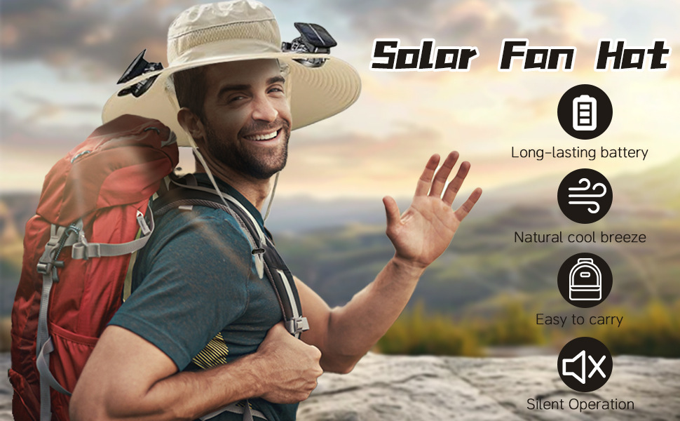 Three-speed fan control switch on the solar bucket hat