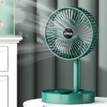 Close-up of 3-speed adjustment button on USB fan