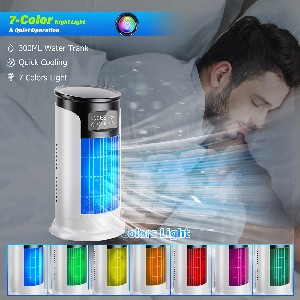 USB desktop humidifier air cooler with 6 speeds and LED display