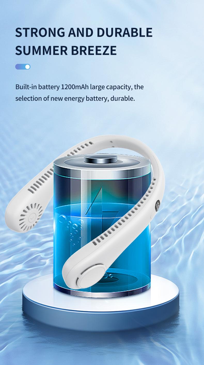 Rechargeable bladeless neck fan with long-lasting battery performance
