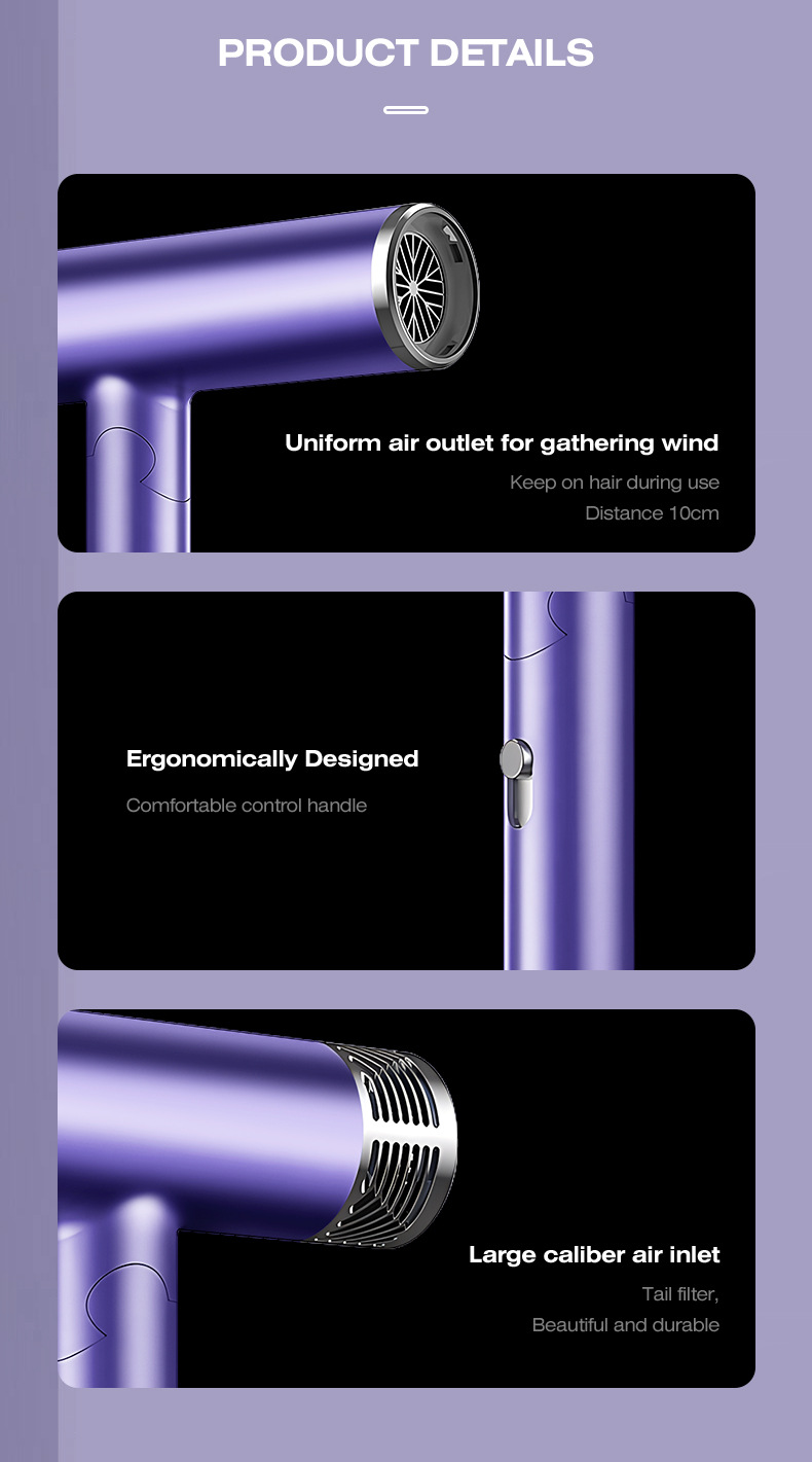 Blue light hair care foldable hair dryer for smooth hair