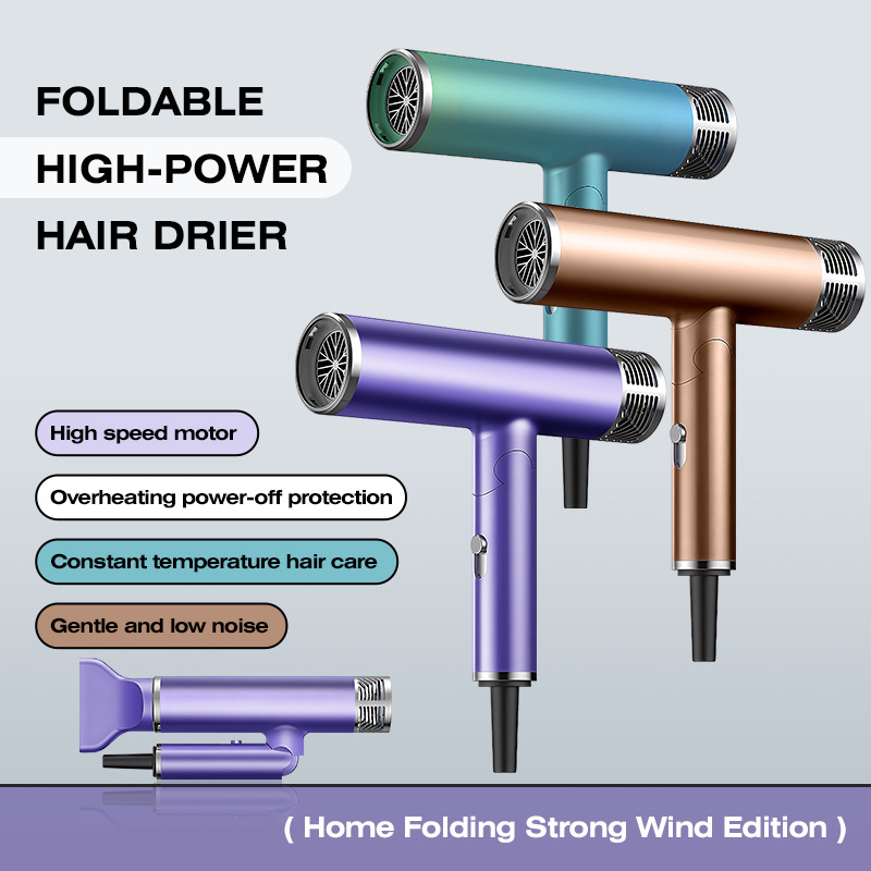 Foldable hair dryer with constant temperature hair protection