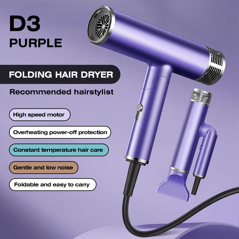 Negative ion foldable hair dryer for frizz-free smooth styling