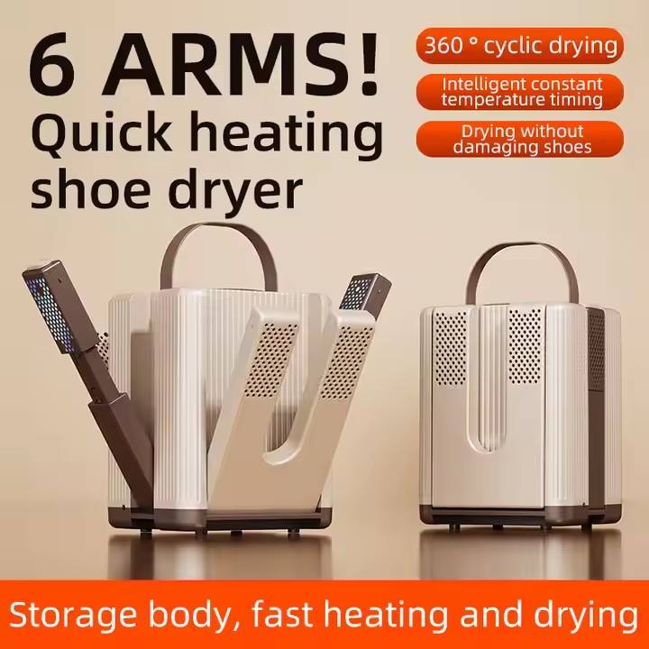 Foldable shoe dryer folded for easy storage