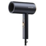 High-speed hair dryer front view in grey color