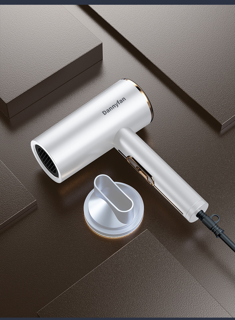 Model using high-speed hair dryer for fast drying and smooth hair