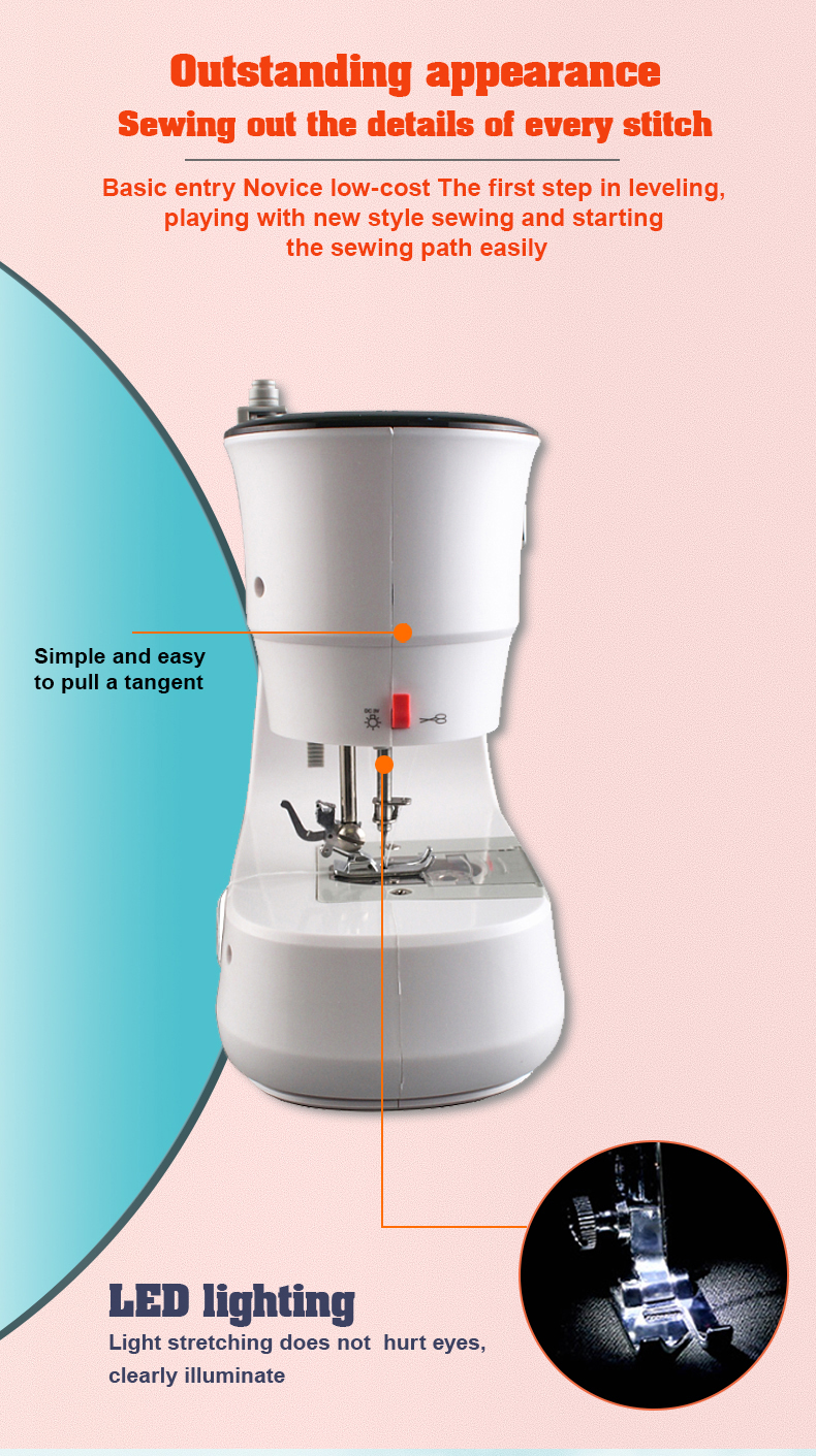 FHSM-519 electric sewing machine with LED light for clear visibility