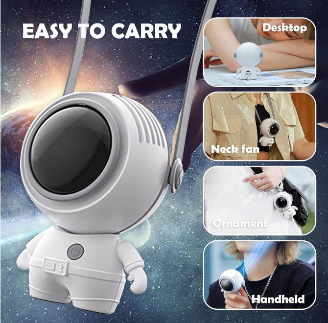 Hidden blade neck fan safe for long hair and children